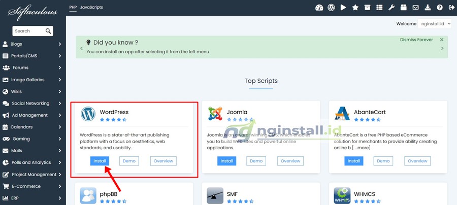 Cara Install WordPress di Plesk Panel Secara Otomatis