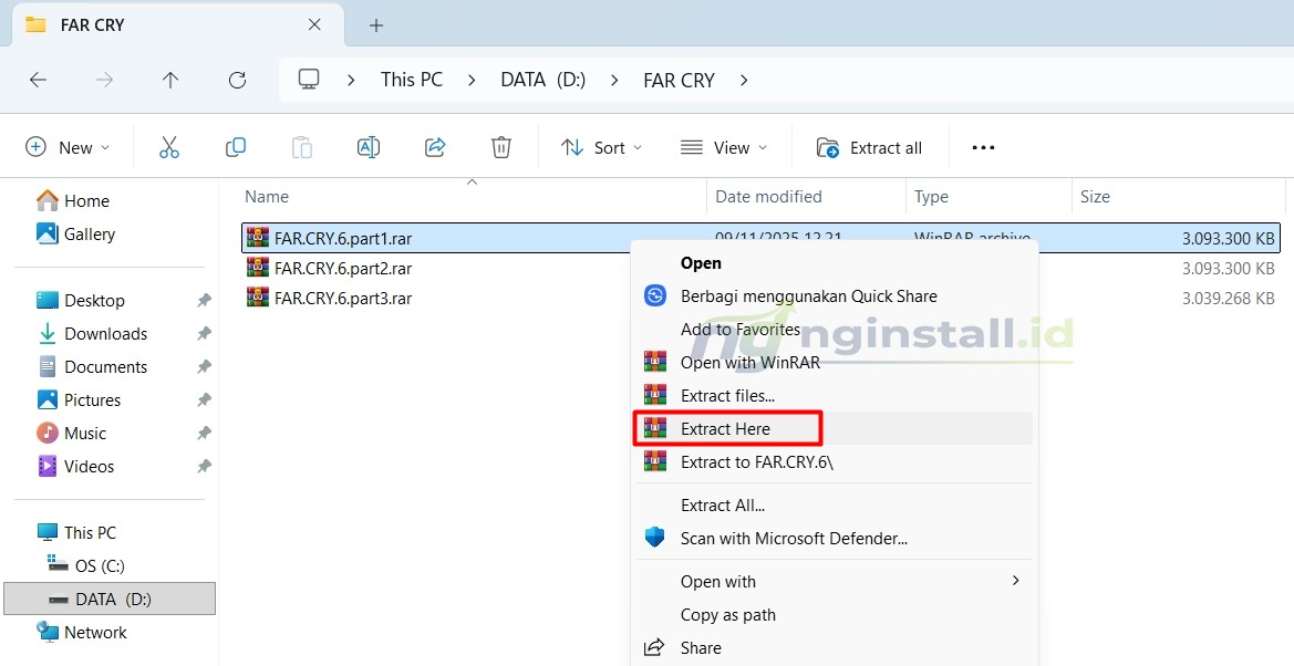 Cara Ekstrak File Rar Part (part1, part2) Menjadi Satu
