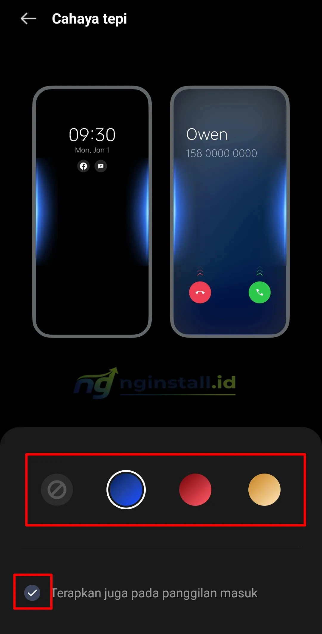 Cara Mengaktifkan Cahaya Tepi Notifikasi dan Panggilan Oppo (Edge Lighting)