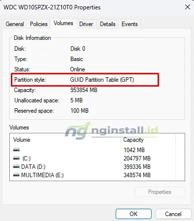 Cara Cek Jenis Partisi MBR atau GPT