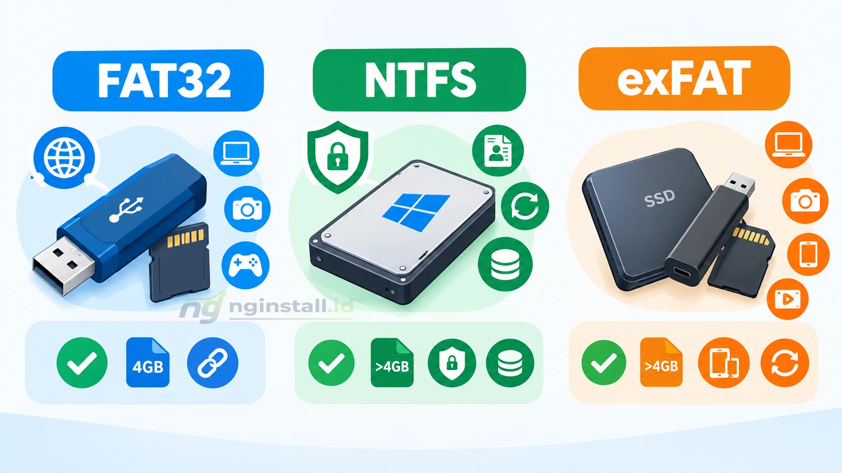 Perbedaan File System Fat32, NTFS dan exFAT